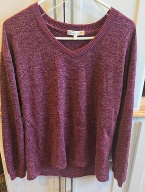 C&C California Heathered Plum V-Neck Pullover